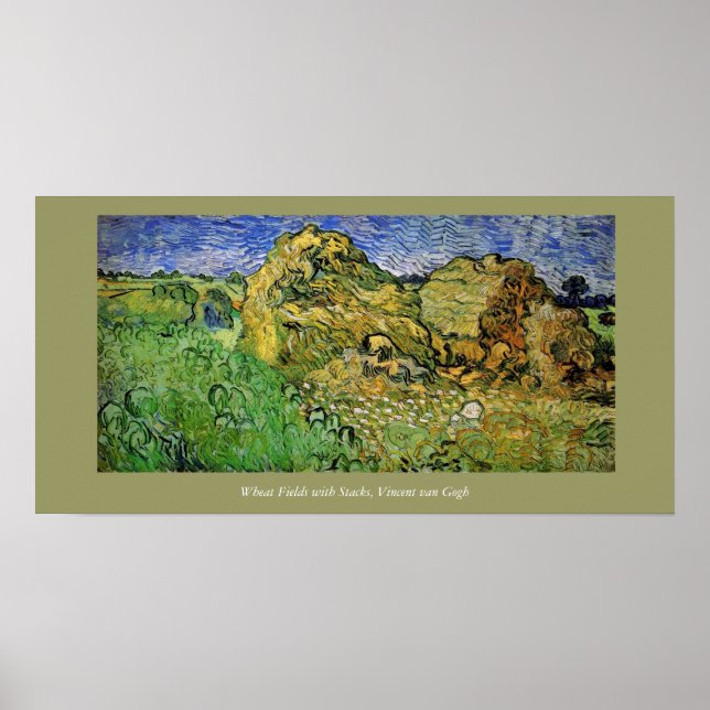 Póster Campos de trigo con pilas, Vincent van Gogh (Frente)