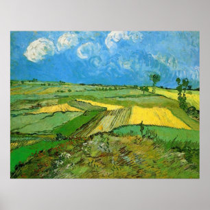 Póster Campos de trigo en Auvers Under Cloued Sky, Vincen