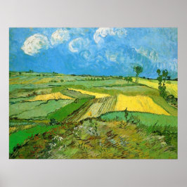 Póster Campos de Trigo Van Gogh en Auvers bajo cielo nubl
