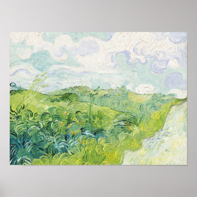 Póster Campos de trigo verde, Auvers (1890) de Vincent Va (Frente)
