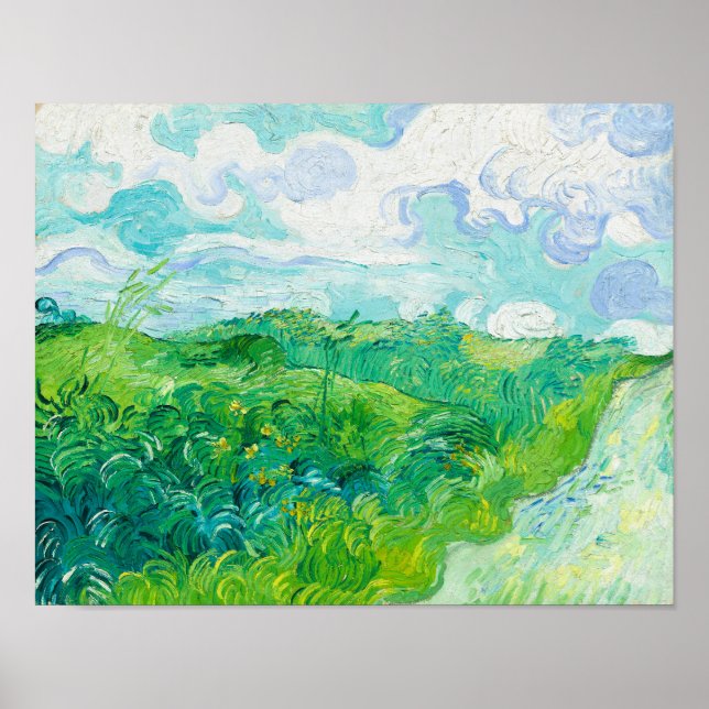 Póster Campos de Trigo Verde, Auvers, 1890 por van Gogh (Frente)
