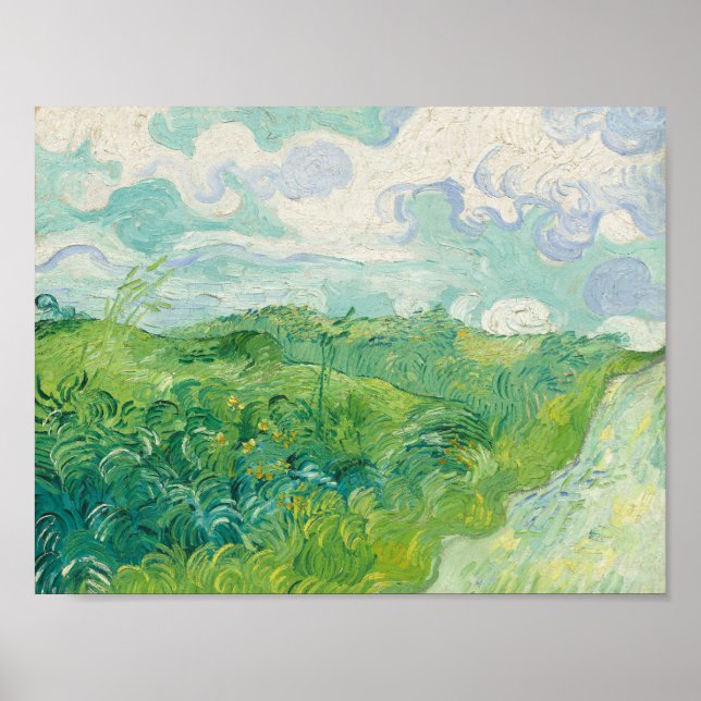 Póster Campos de Trigo Verde, Auvers 1890 (Vincent van Go (Frente)