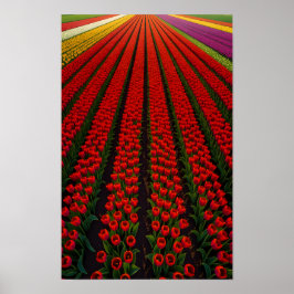 Póster Campos de Tulipanes Coloridos