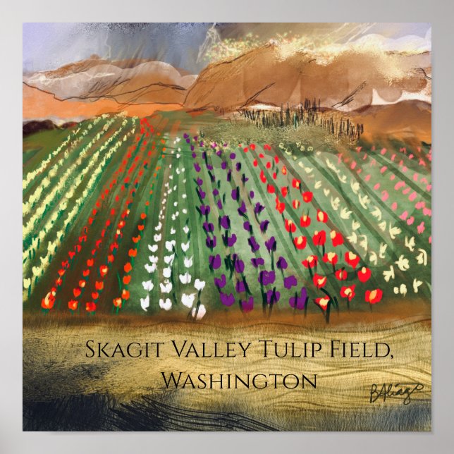 Póster Campos de Tulipanes WA Skagit Valley Soñando en Pr (Frente)
