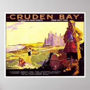Póster Campos del pueblo de la bahía de Cruden, Escocia,