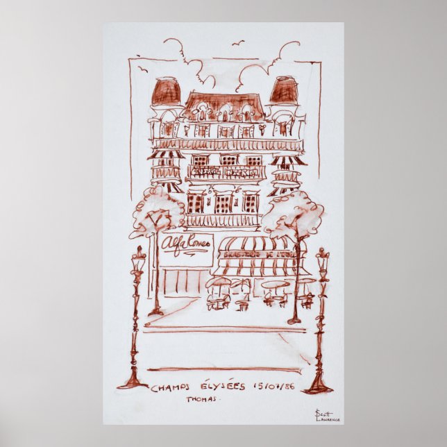 Póster Campos Elíseos | París, Francia (Frente)