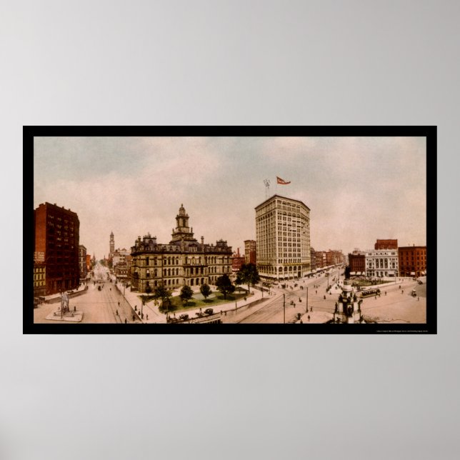 Póster Campus Martius en Detroit, MI 1900 (Frente)