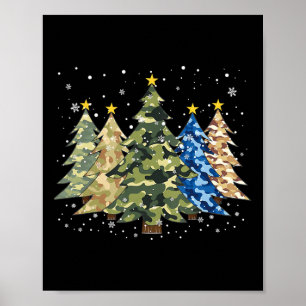Póster Camuflaje Árboles de Navidad Camo Xmas Tree Family