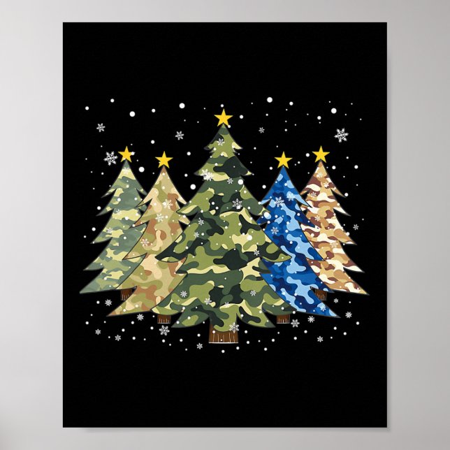 Póster Camuflaje Árboles de Navidad Camo Xmas Tree Family (Frente)