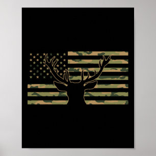 Póster Camuflaje Bandera Americana Antlers Deer Guay Patr