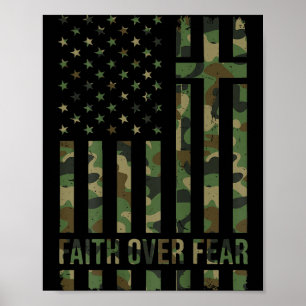 Póster Camuflaje Bandera Americana Fe Sobre Miedo Cristia