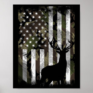Póster Camuflaje bandera de EE. UU. Ciervo alce camuflaje