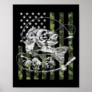 Póster Camuflaje Bandera Estadounidense Regalos De Pesca