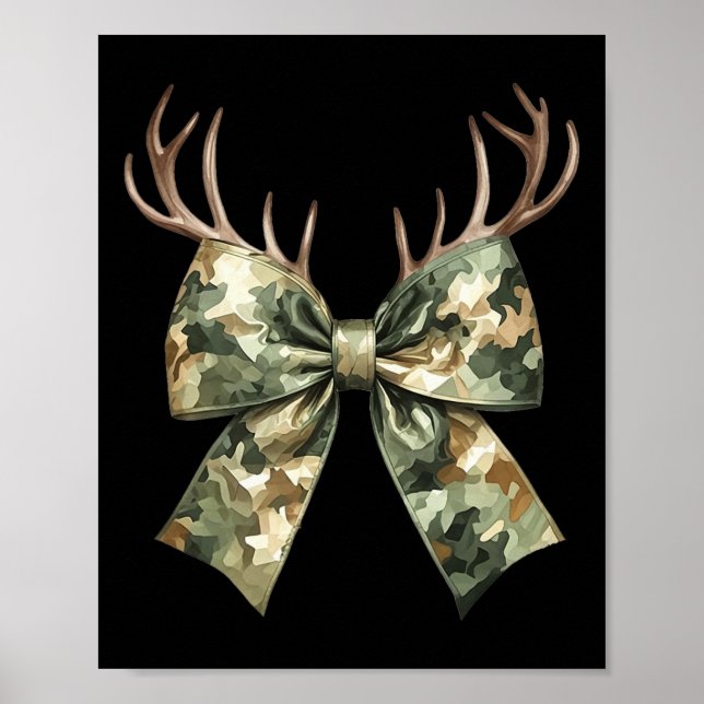 Póster Camuflaje Camo Coquette Bow Cazando Caza de Cerfs  (Frente)