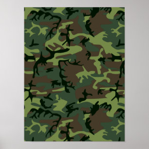 Póster Camuflaje Camo Patrón Verde Marrón