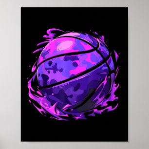 Póster Camuflaje De Baloncesto Morado Para Hombres Mujere