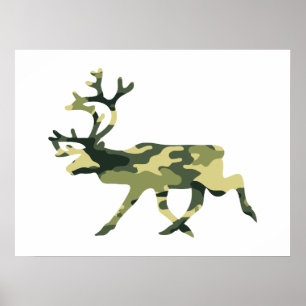 Póster Camuflaje de bosques de renos/caribú/camo