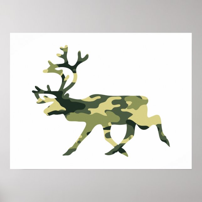 Póster Camuflaje de bosques de renos/caribú/camo (Frente)