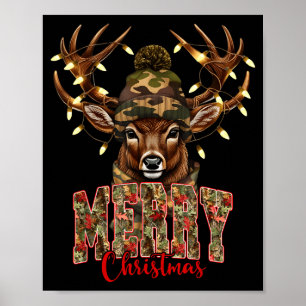 Póster Camuflaje de ciervos de Navidad Reno Camuflaje de 