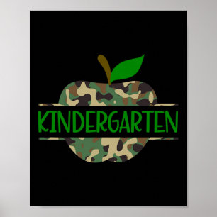 Póster Camuflaje de guardería Apple primer día de escuela