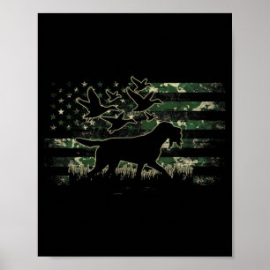 Póster Camuflaje de perro de caza de pato silbón bandera