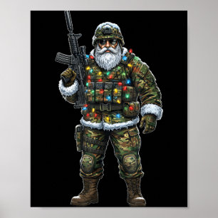 Póster Camuflaje de Santa Soldado Navidad Militar Cazador