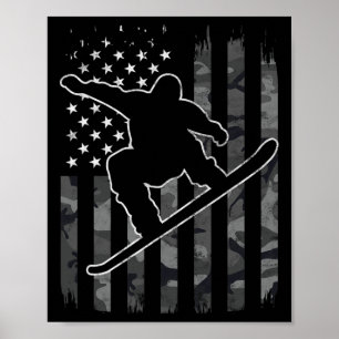 Póster Camuflaje de snowboard vintage La Bandera Estadoun