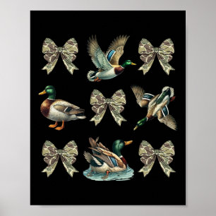 Póster Camuflaje del pato Mallard Camo Bow Chica de caza