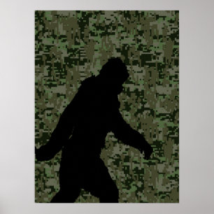 Póster Camuflaje digital Black Gone Squatchin Woodland