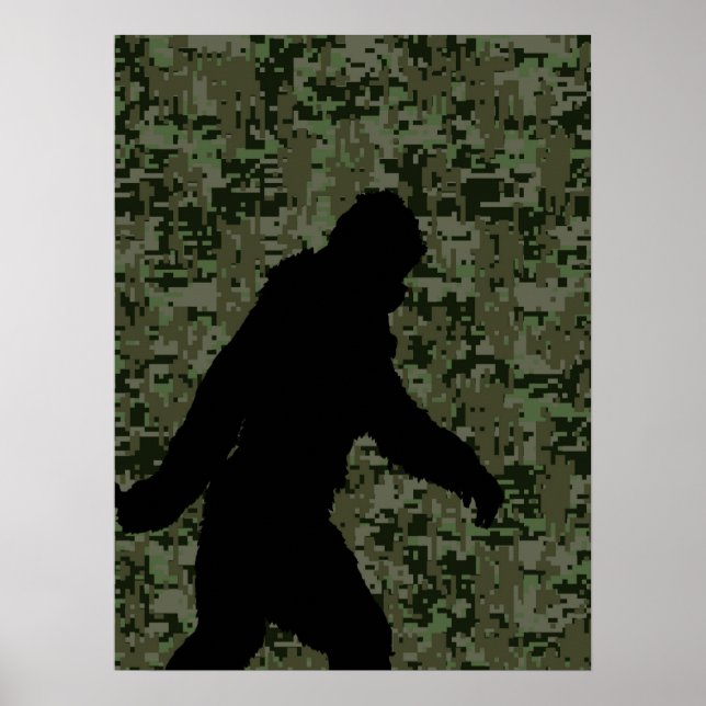 Póster Camuflaje digital Black Gone Squatchin Woodland (Frente)