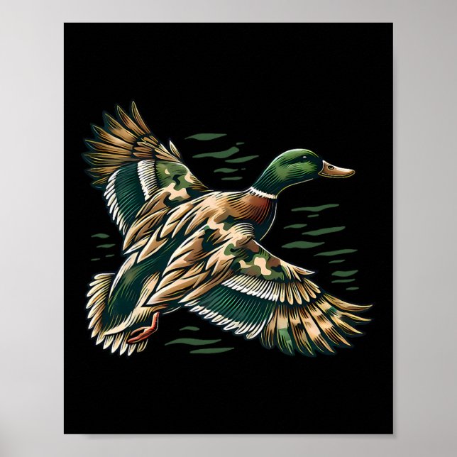 Póster Camuflaje Escuela Vieja Camo Coquette Bow Duck Hun (Frente)