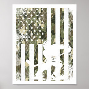 Póster Camuflaje Hockey Hielo Bandera Usa Jugador De Hock