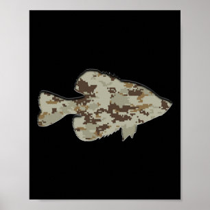 Póster Camuflaje Pan Fish Silhouette Digital Camo Crappi