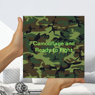 Póster Camuflaje Verde Militar Listo para Luchar Pequeño