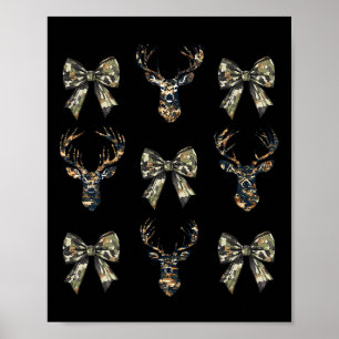 Póster Camuflaje Viejo Camo Bow Camo Coquette Bow Deer Hu
