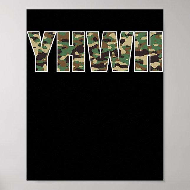 Póster Camuflaje YHWH Yahweh Caza de Camo Cristiana (Frente)
