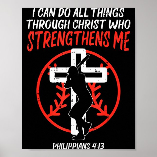 Póster Can Do All Things Baseball Religious Christian Men (Frente)