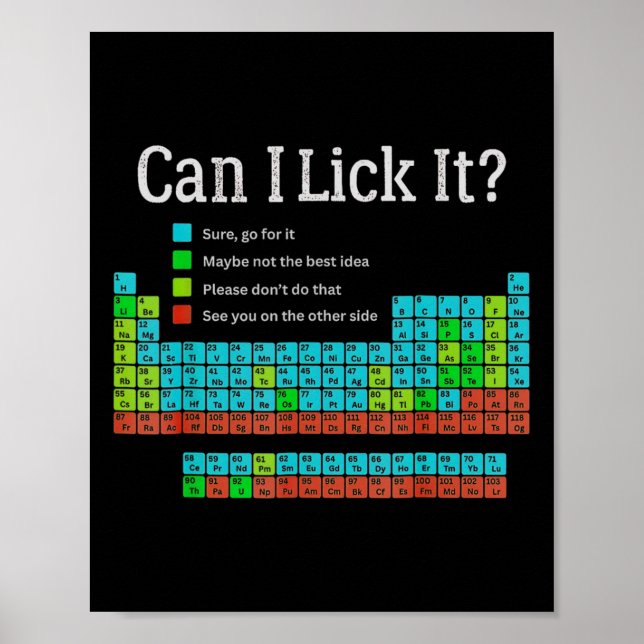 Póster Can I Lick It Funny Back To School Periodic Table  (Frente)