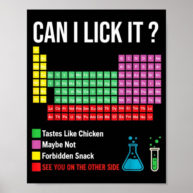 Póster Can I Lick It Periodic Table Chart Science Teacher (Frente)