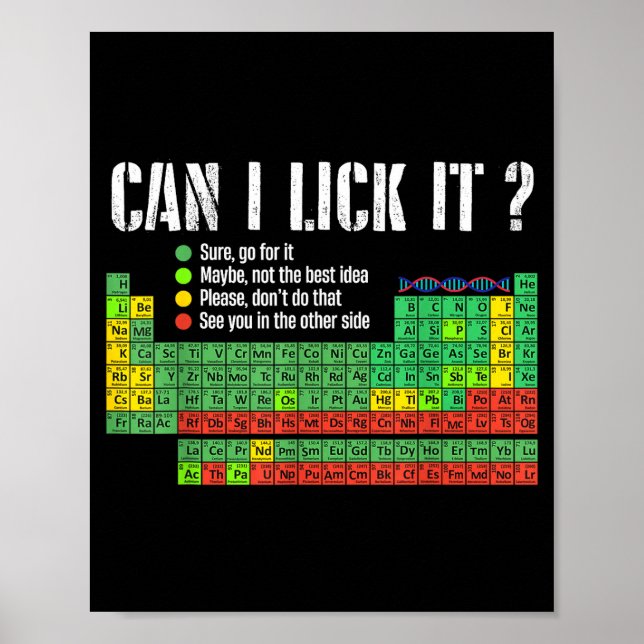 Póster Can I Lick It Periodic Table Funny Science Teacher (Frente)