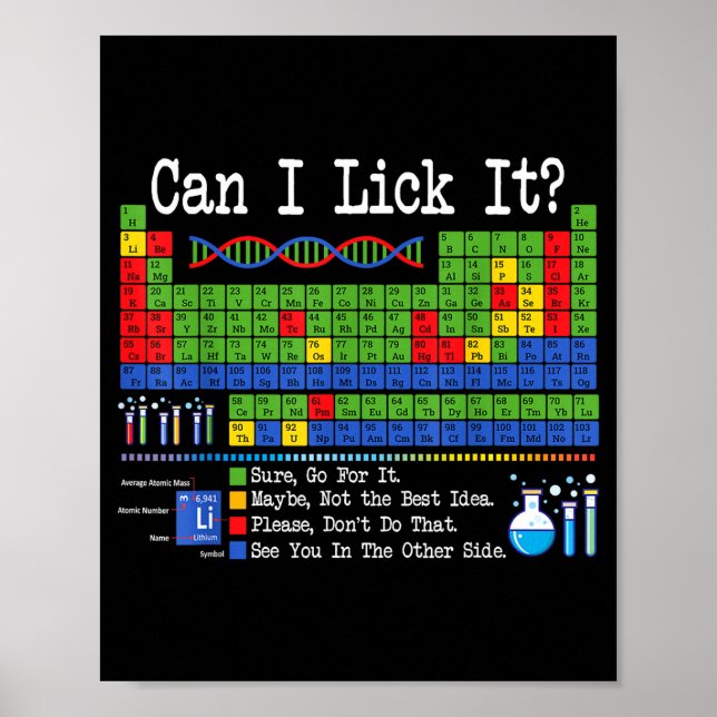 Póster Can I Lick It Periodic Table Funny Science Teacher (Frente)