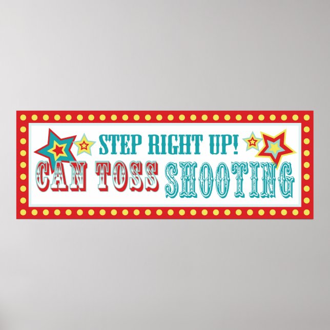 Póster Can Toss Booth Sign Carnival Circus Birthday BL (Frente)