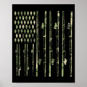 Póster Caña de Pescar Camuflaje Bandera Americana Humor A