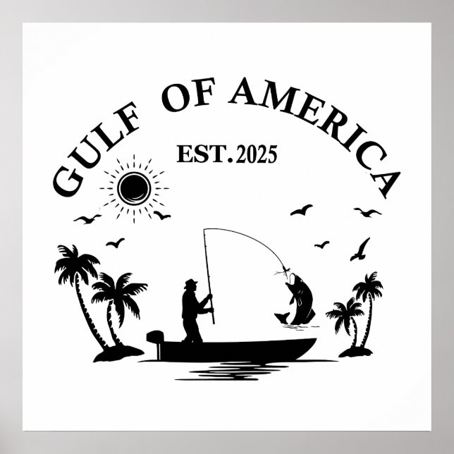 Póster Caña de pescar patriótica americana Golfo de Améri (Frente)