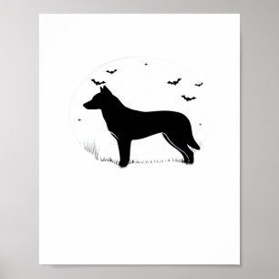 Póster Canaan Dog - Halloween Moon Silhouette Classic T-S