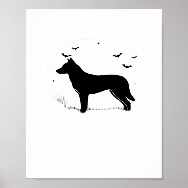 Póster Canaan Dog - Halloween Moon Silhouette Classic T-S (Frente)