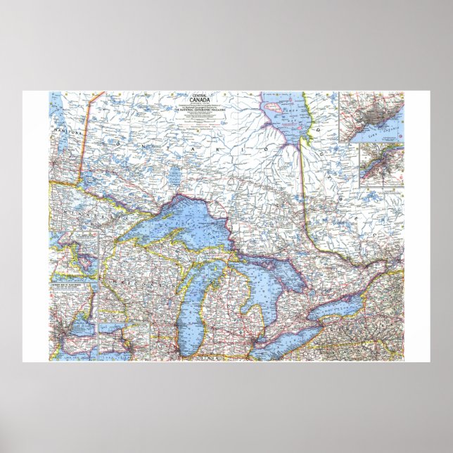 Póster " Canadá: 1963 MAP detallado de Canadá ... (Frente)