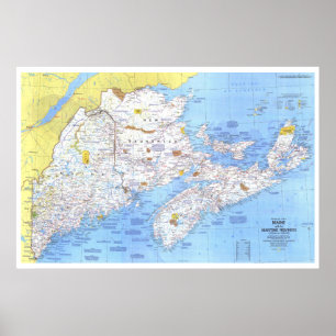 Póster Canadá: 1975 Maine con las provincias marítimas
