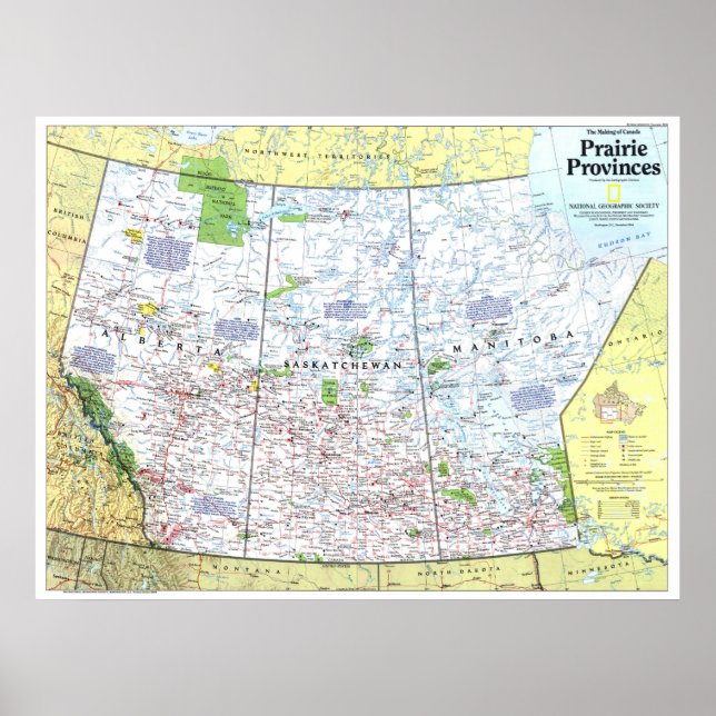 Póster " Canadá: 1994 Prairie Provinces 1/2 mapa ... (Frente)