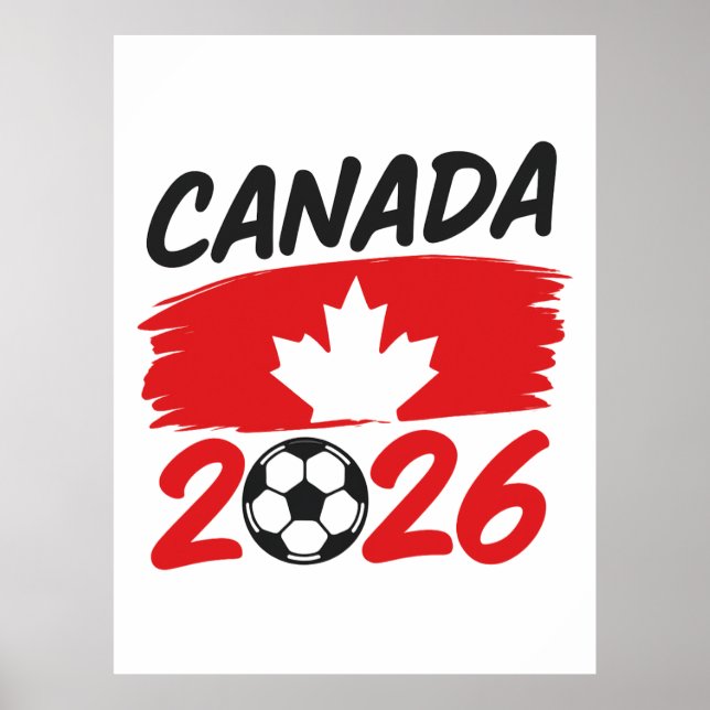 Póster Canada 2026 Soccer Fan Design with Maple Leaf (Frente)